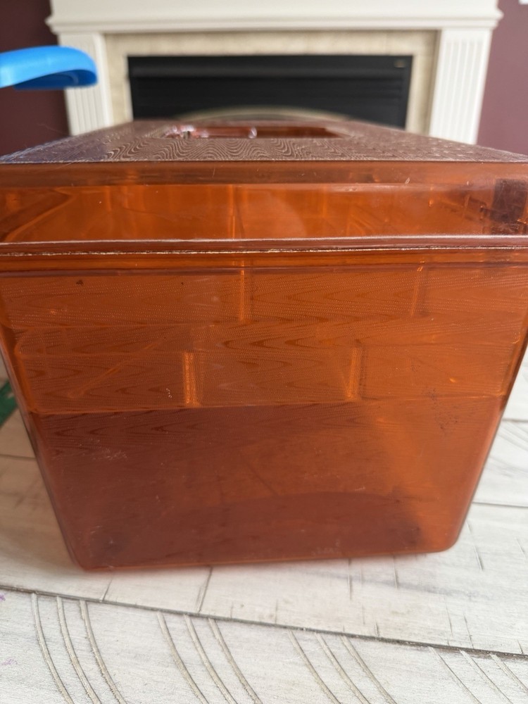 Orange Plastic Sewing Basket with Handle, Internal Organizer, and Compartments