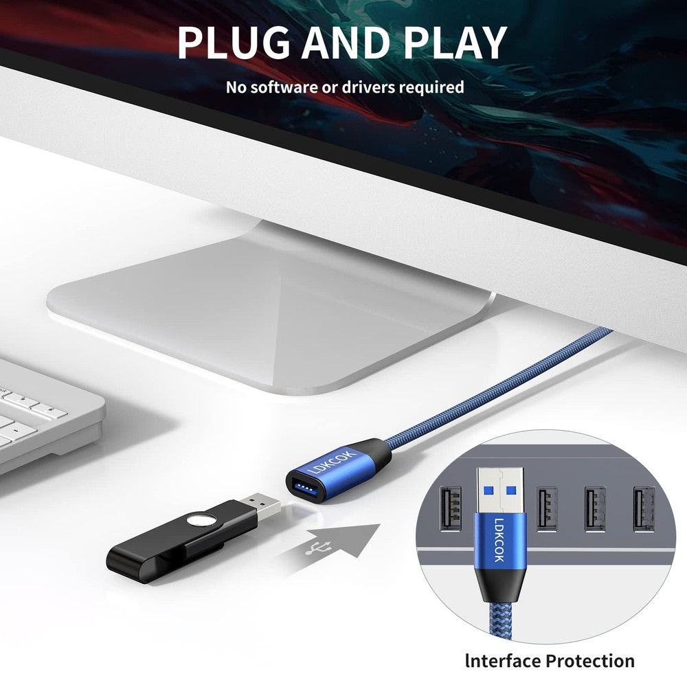 USB to Cable 20FT,Durable Braidedfor 3.0 Male Type A 20ft