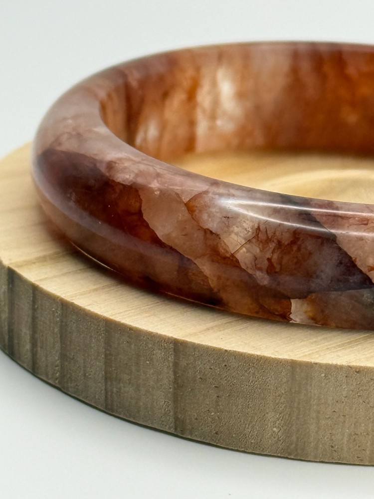 Natural Red Fire Quartz Bangle Bracelet Crystal Gemstone