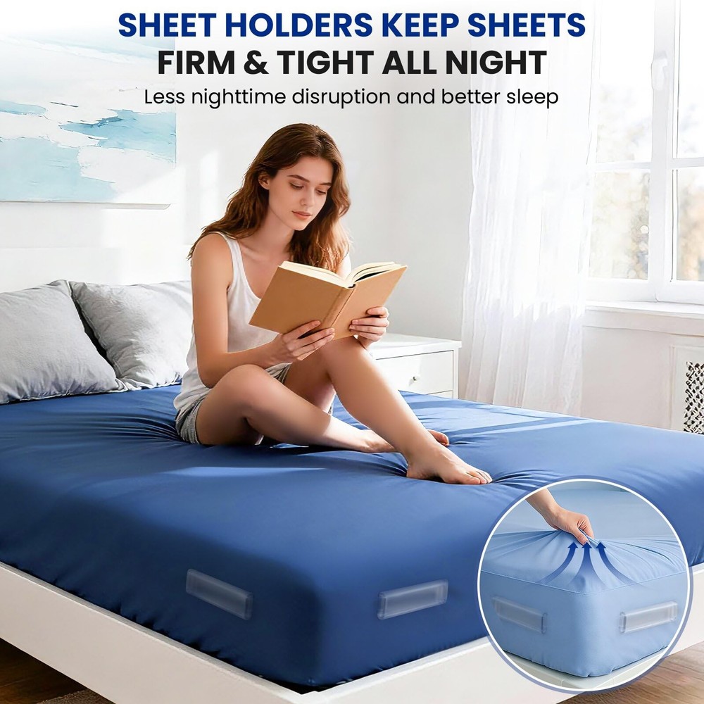 4Pcs Upgrade Bed Sheet Holders for Corners, Bed Sheet Grippers, Fitted Sheet ...