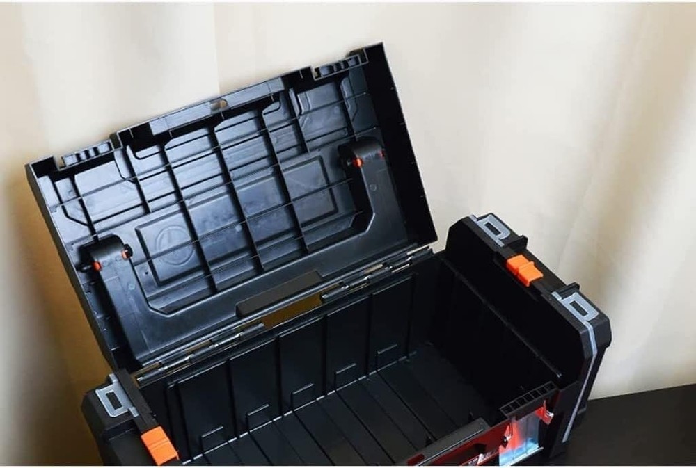 Solid Tool Box with Removable Tray 2 Parts Boxes, Plastic Portable Tool Organi