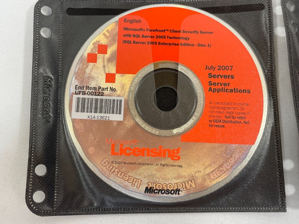 Microsoft Forefront Client Security Server w/ SQL Server 2005 Tech Windows DVD