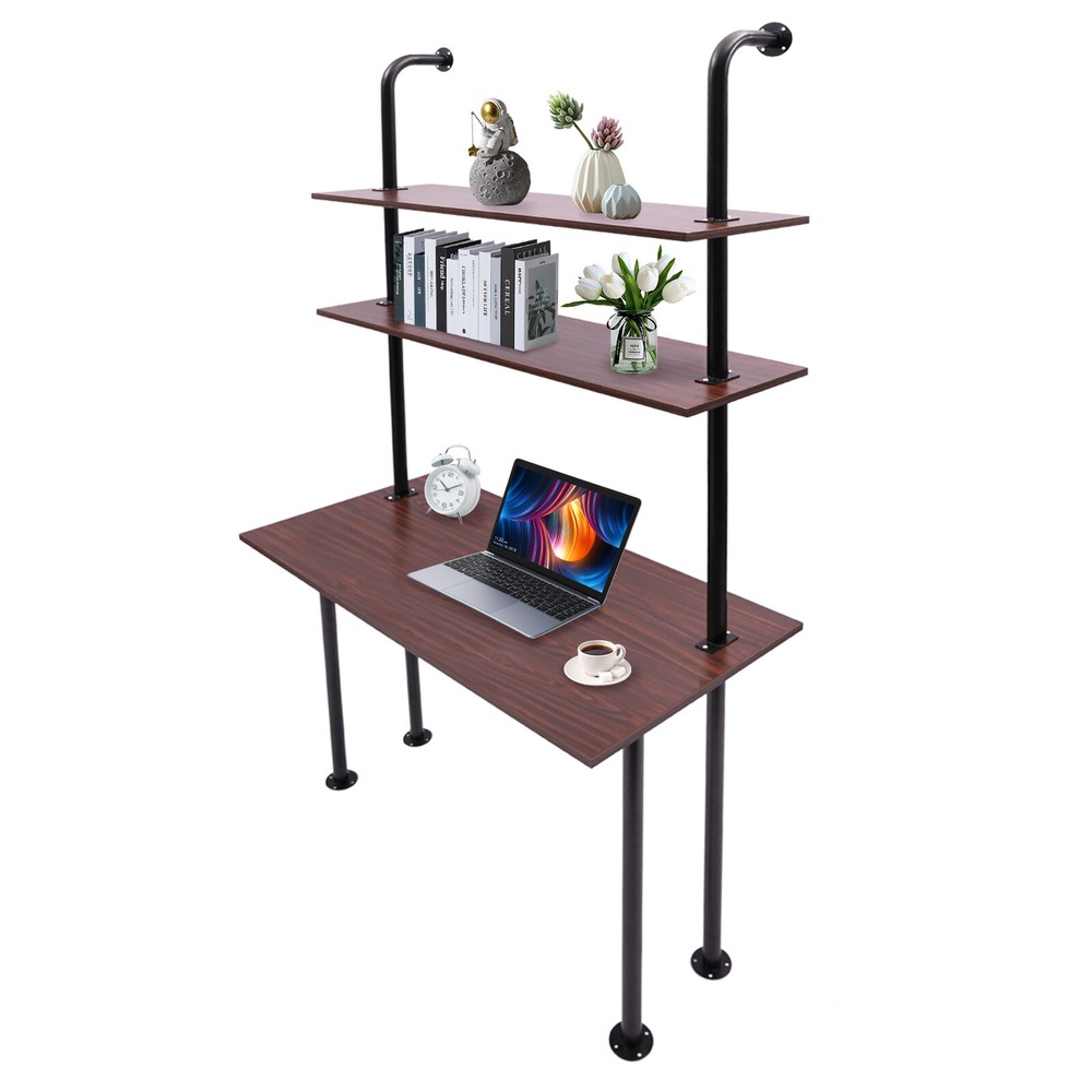 3 Tier Iron Wall Mounted Desk Wall Mount Computer Writing Table Wall Organizer