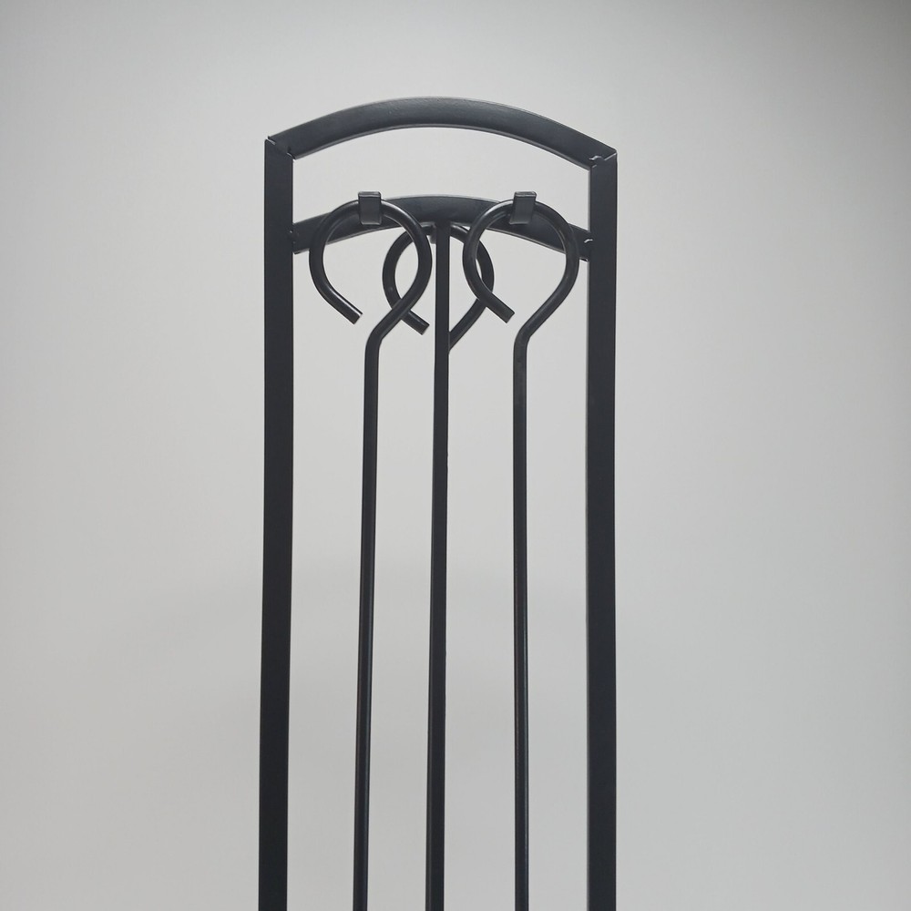 3-Piece Fireplace Tool Set With Stand (Black Powder Coat Finish)