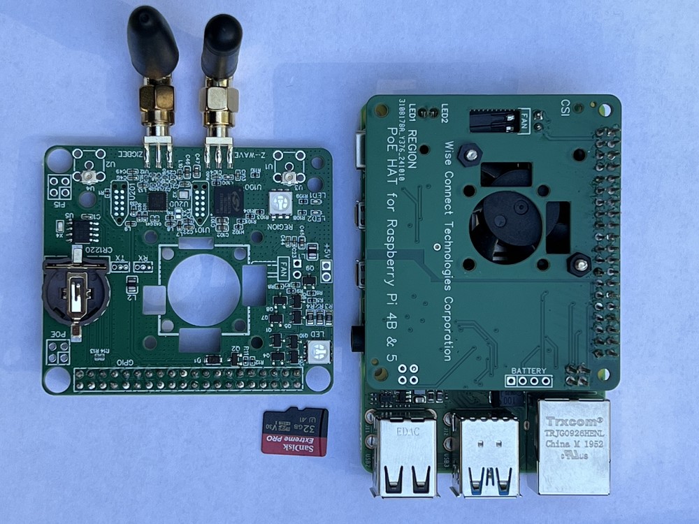 Smart Home Controller (Z-Wave 800 and ZigBee 3.0) PoE Kit for Raspberry Pi 5