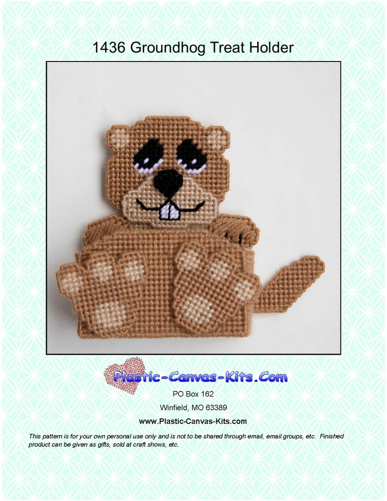 Groundhog Treat Holder-Plastic Canvas Pattern or Kit