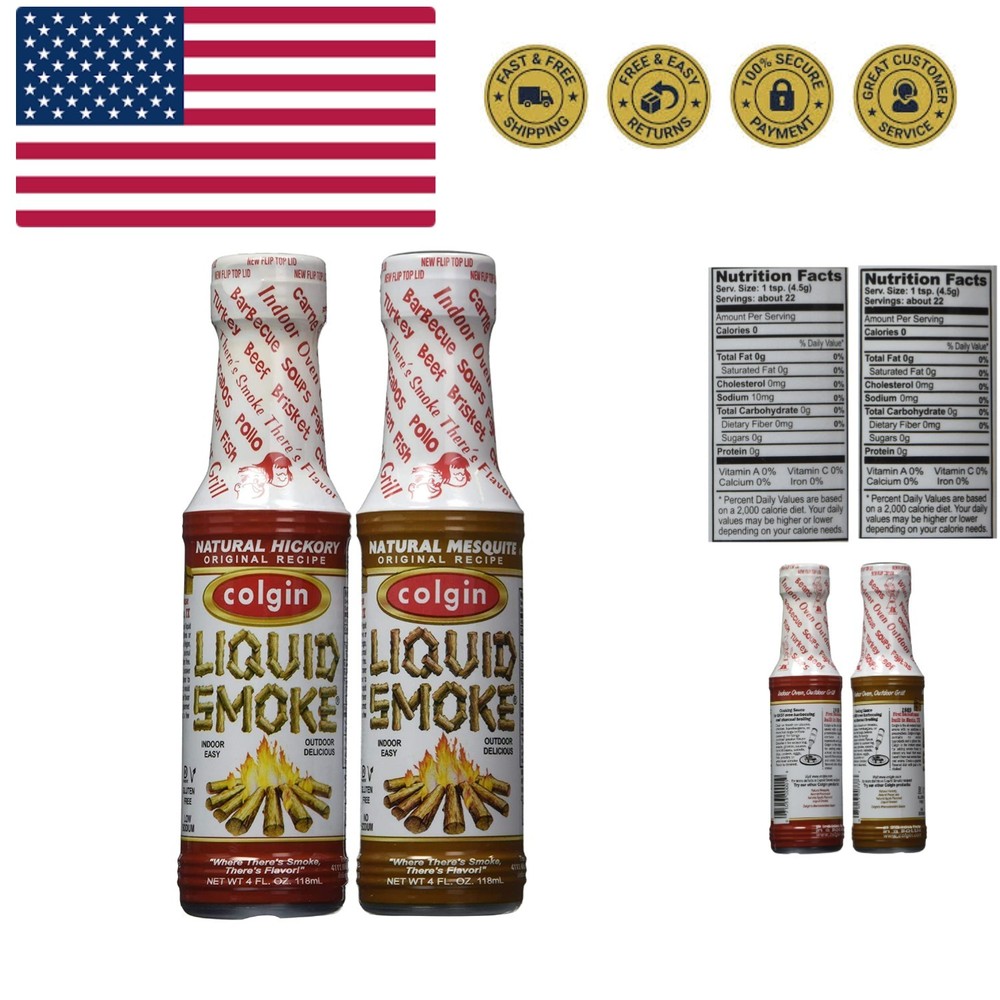 Hickory & Mesquite Liquid Smoke 4 oz each Bundle for Home Cooks & BBQ Enthusi...
