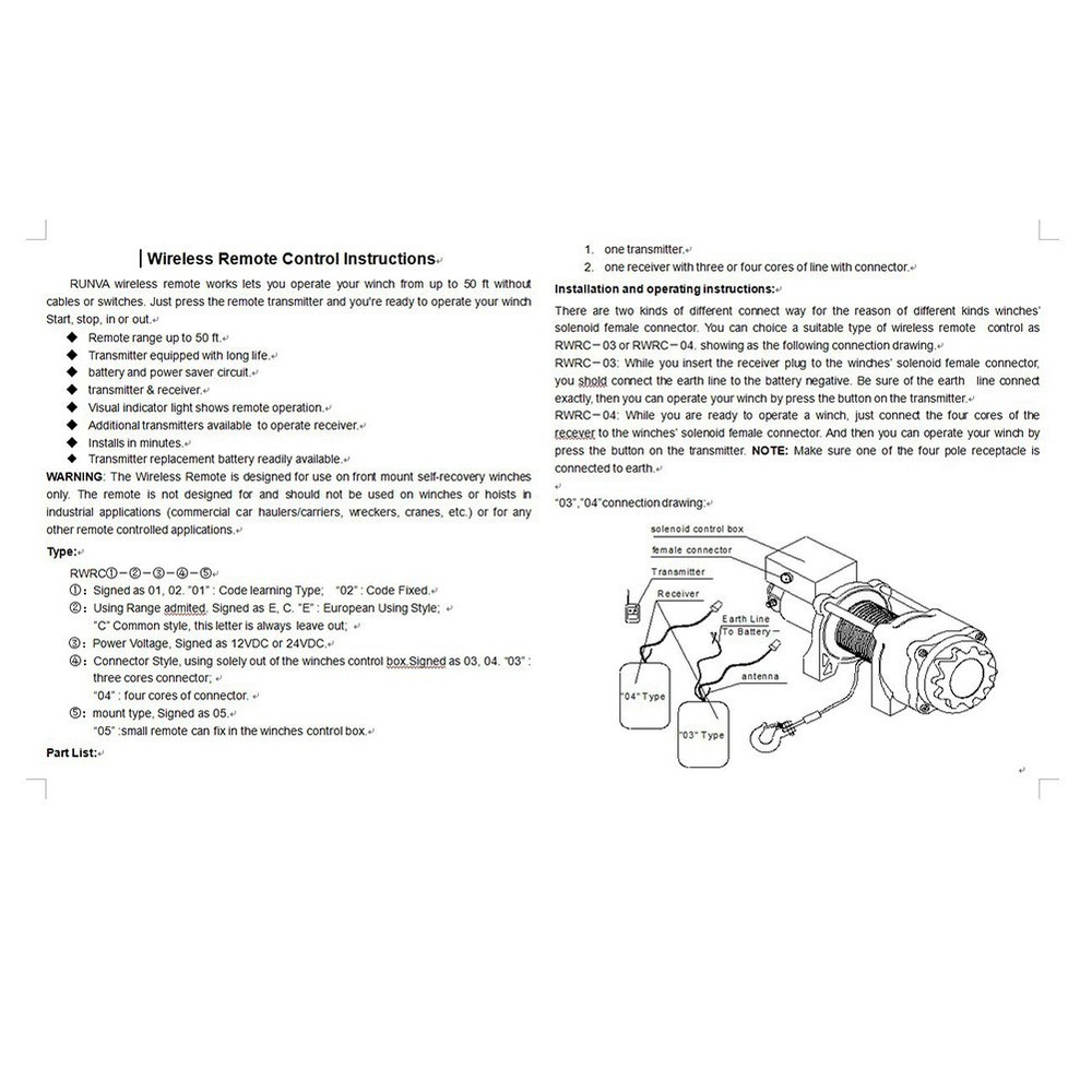 12V 24V Wireless Controller Remote for Winch and Hydraulic Pump Systems