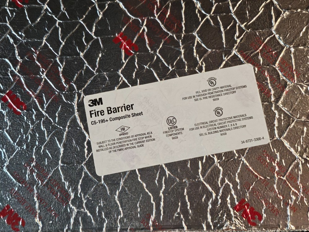(3 Qty) 3M 3 ft x 3 ft Fire Barrier Composite Sheet Firestop Sheet CS-195+