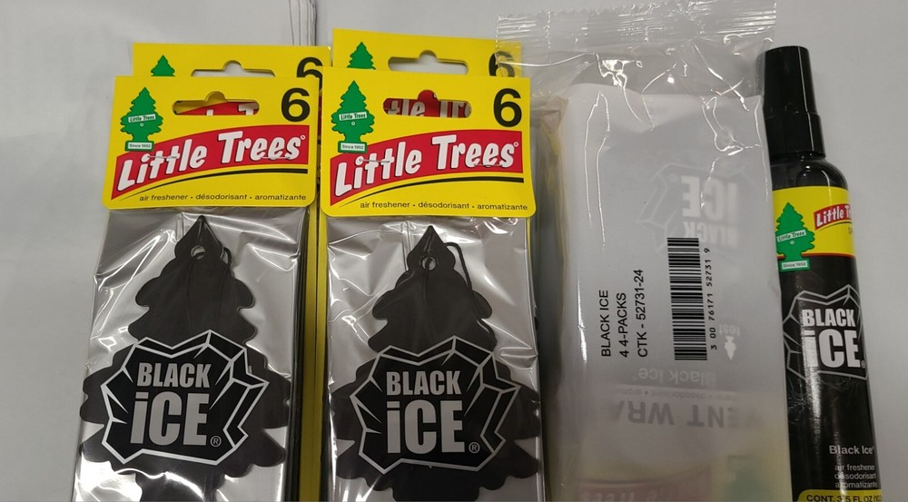 Black Ice little trees 24 pack + 16 Vent Wrap + 1 Spray