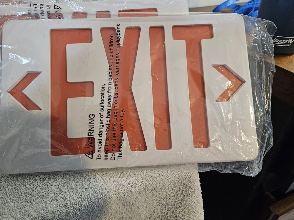 TANLUX Red Exit Sign with Emergency Lights, LED Emergency Exit Light