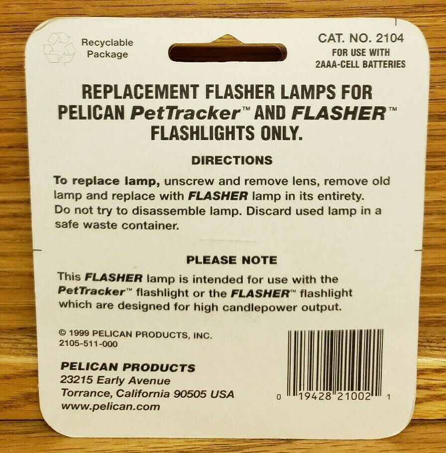 PELICAN #2104 LAMP MODULE FOR PET TRAKER FLASHER, 2 REPLACEMENT LAMPS