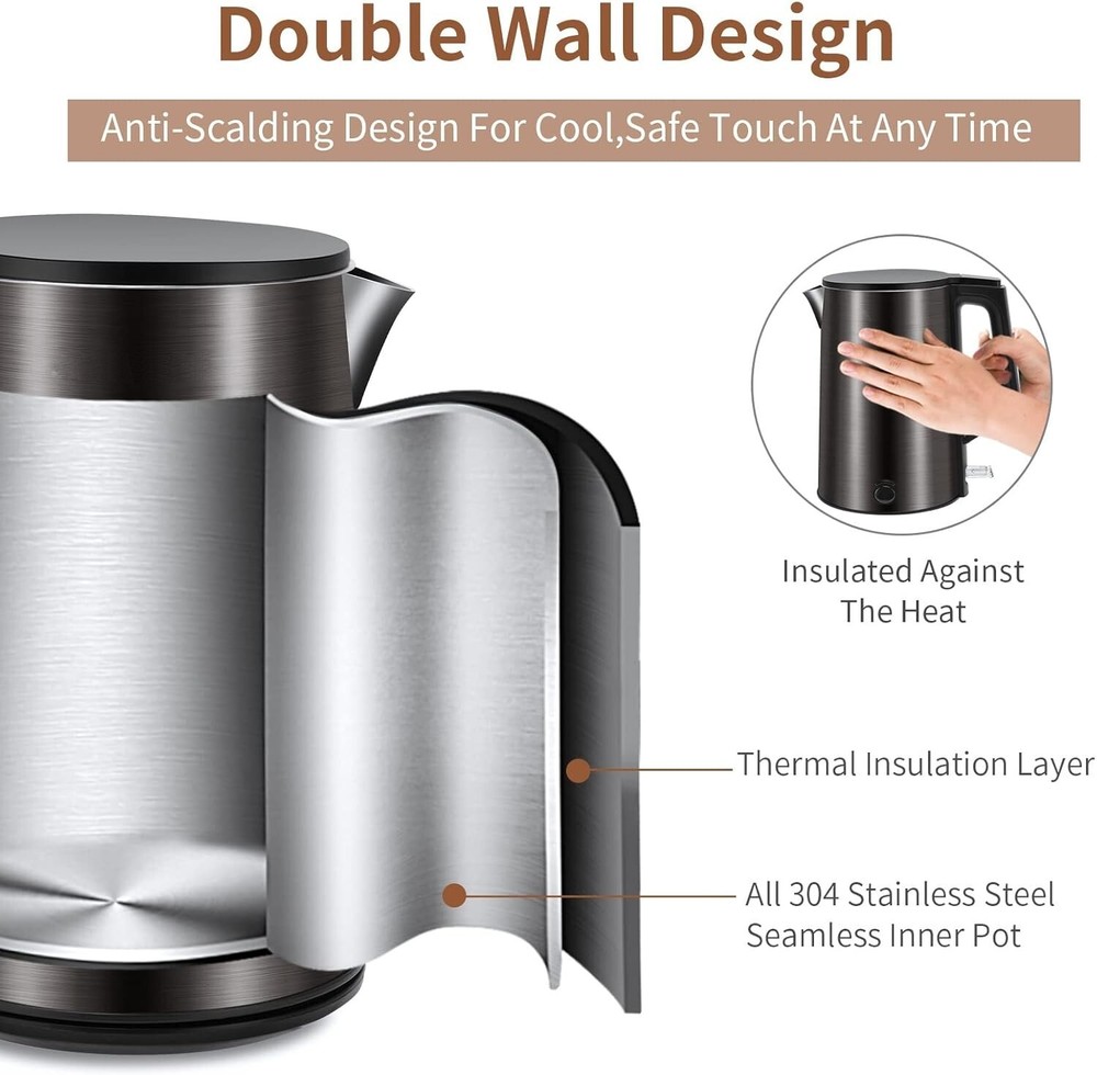 Hervidor De Agua Electrico Tetera Electrica Calentador Para Cafe Te 1.0 L NUEVO.