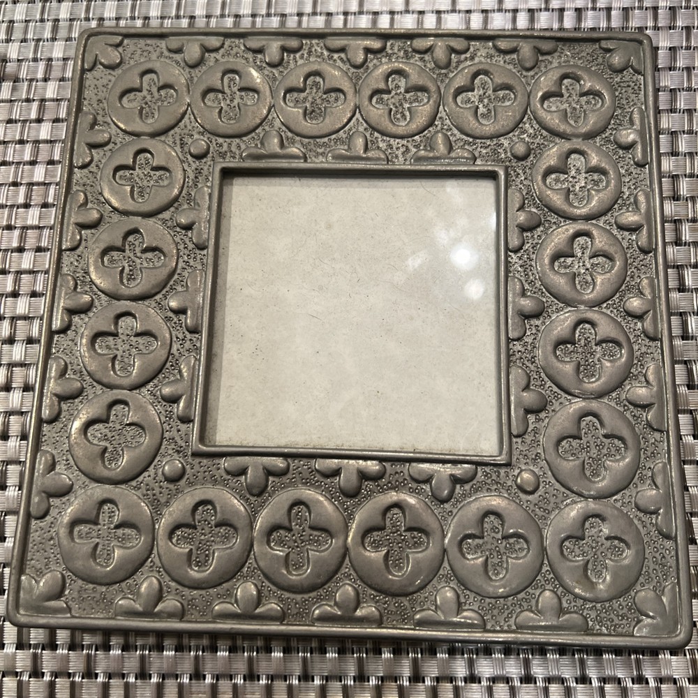 Gray Metal Heavy Square Table Top Picture Frame