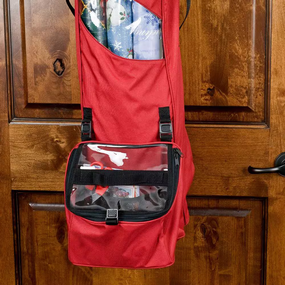 Hanging Wrapping Paper Storage Container with Extra Gift Wrap Accessory Storage