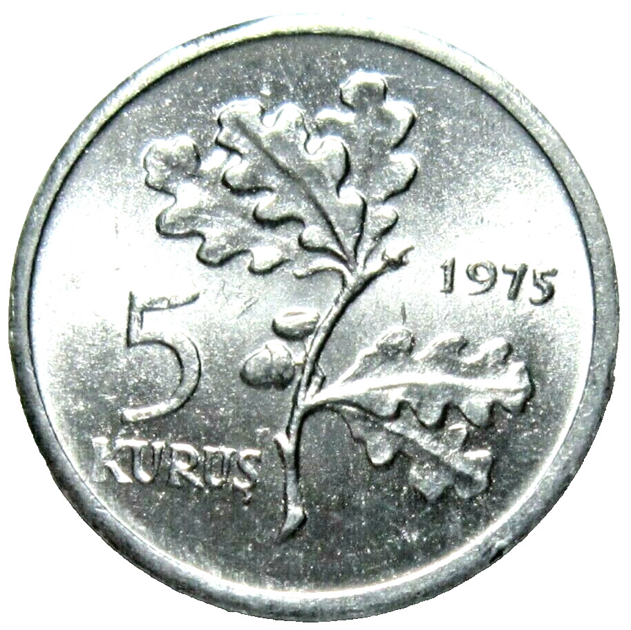 TURKEY. 5 KURUS, 1975 F.A.O. UNCIRCULATED.