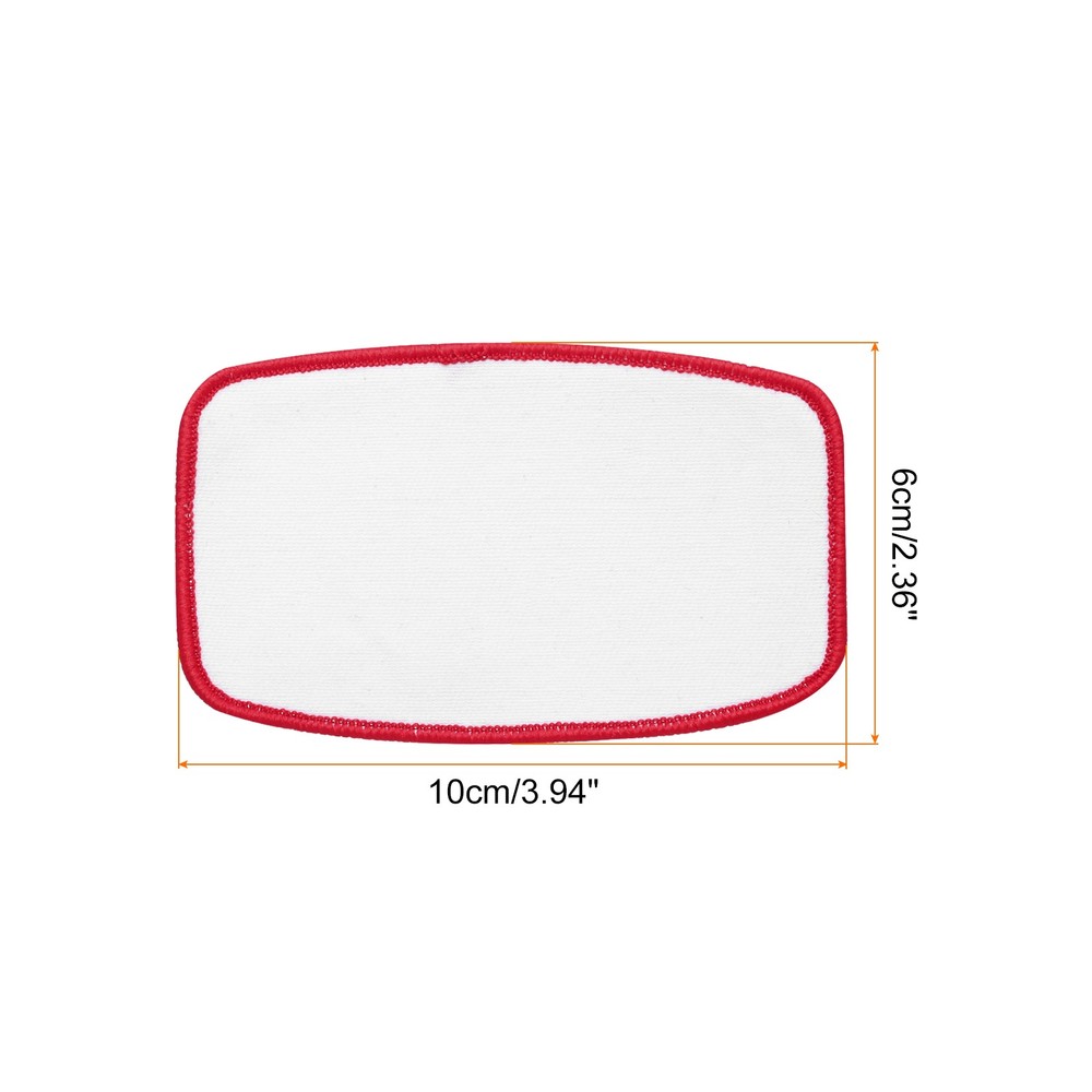 15pcs Sublimation Patch Blank Oval Rectangle White with Red Border