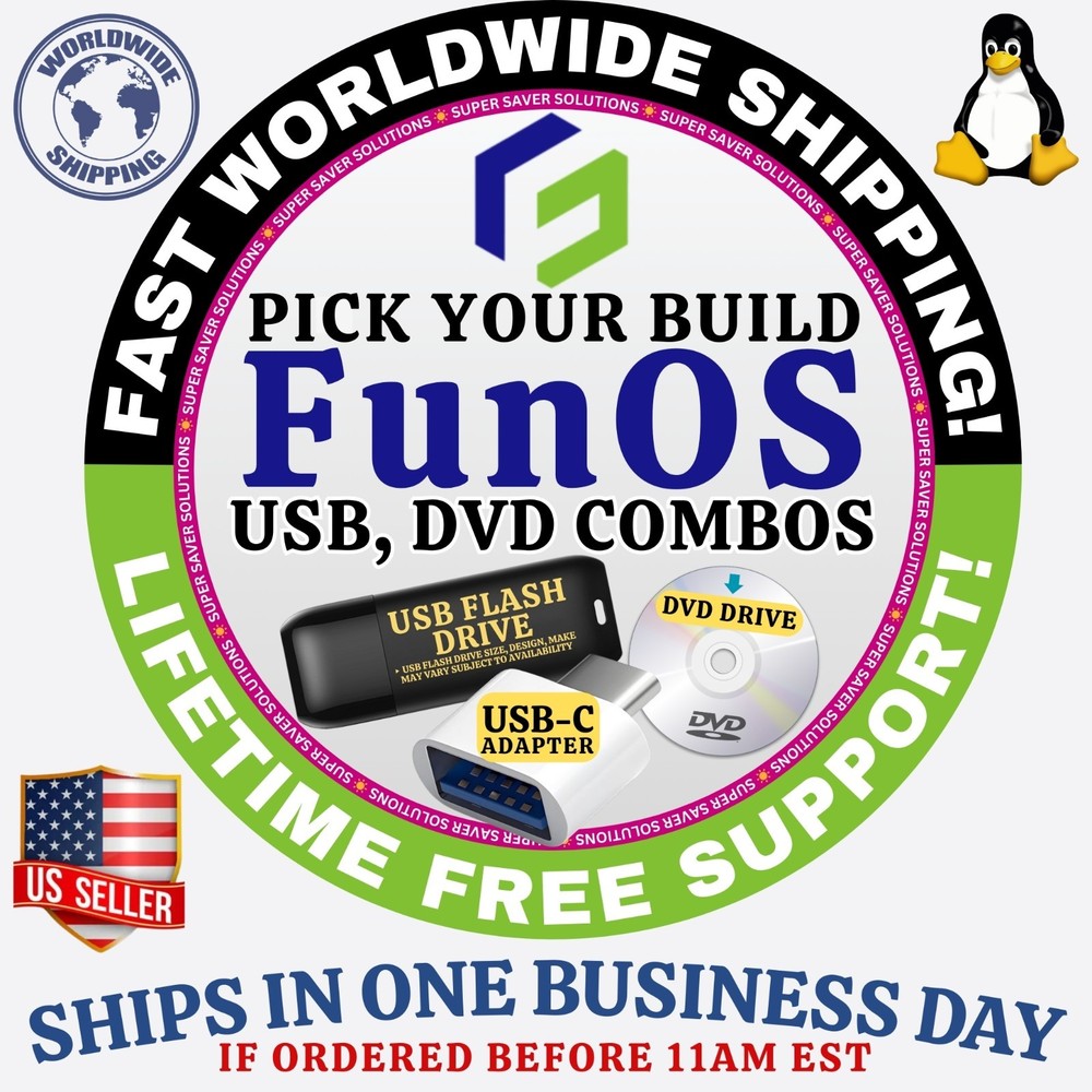 FUNOS LINUX OS | INTERIM & LTS BUILDS ISO | DVD, USB + COMBOS | FAST SHIPPING