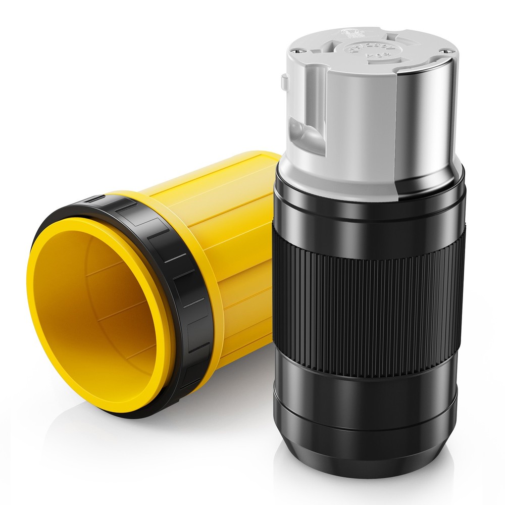 50AMP RV Power Cord Twist Lock Plug w/Locking Ring Boot Cover 125V/250V RV Boat