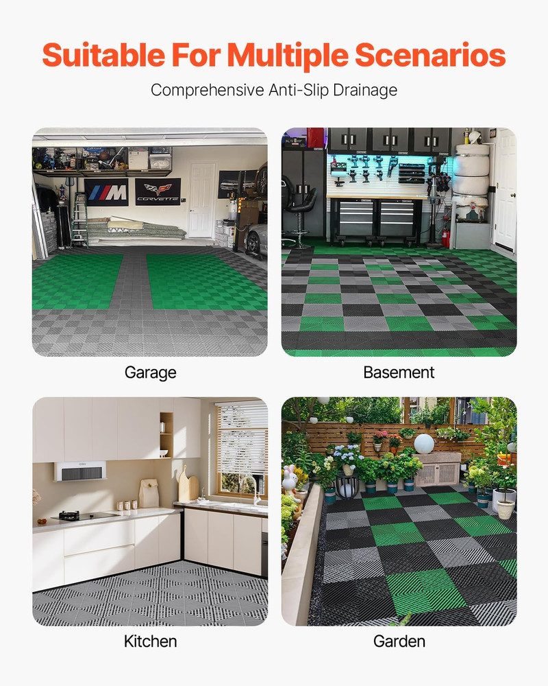 Interlocking Drainage Mat, 12” X 12” Modular Interlocking Cushion, 12 Pcs Splici
