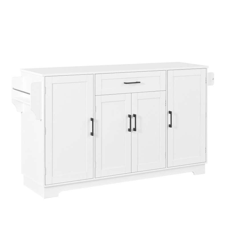 Fluted Buffet Sideboard Cabinet with Storage, Adjustable Shelves, Modern White
