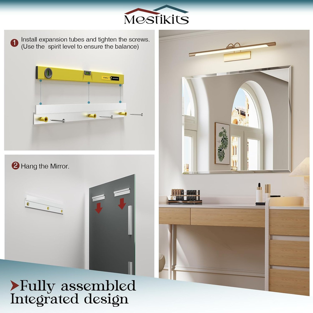Frameless Beveled Bathroom Mirror 30"x36" - Versatile Wall Mount Design