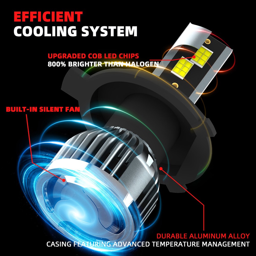 2X H4/9003 LED Headlight Bulb Conversion Kit High/Low Beam Super Bright 6500K