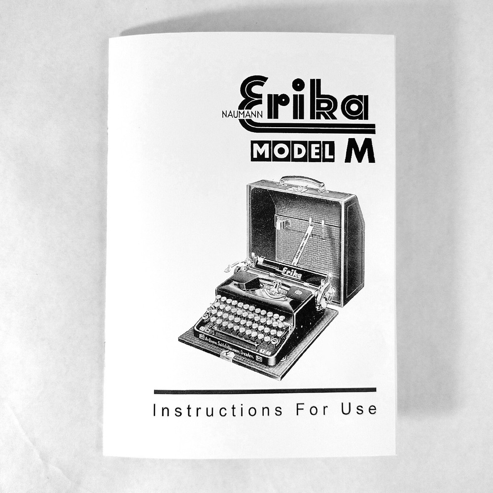 Erika Model M Typewriter User Instruction Manual Modell M Directions Guide