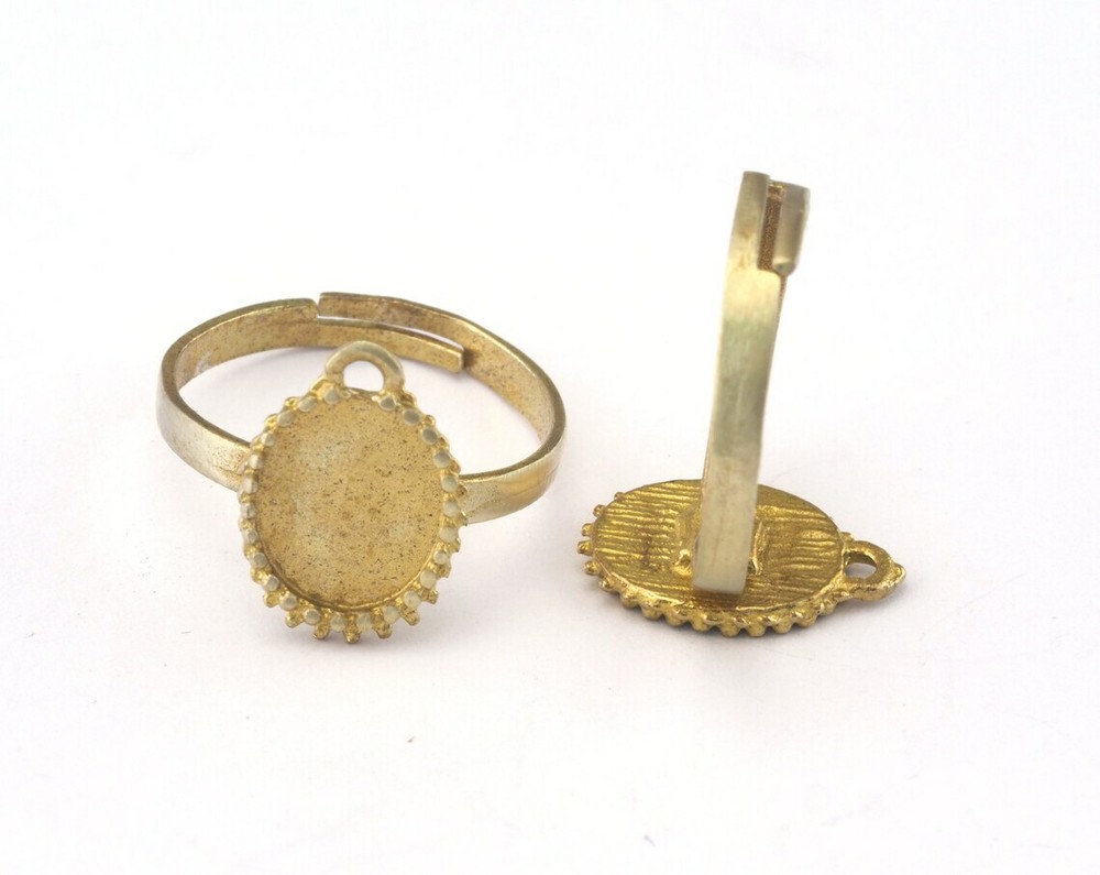 Adjustable Ring Bezel - Loop Raw brass (17mm 7US inner size - Adjustable ) 2678