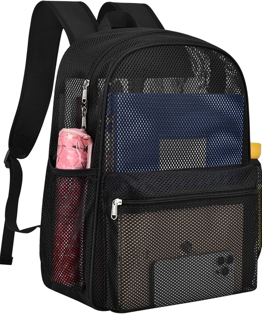 Mesh Backpack Lightweight See through College Student Backpack for Commuting Swi