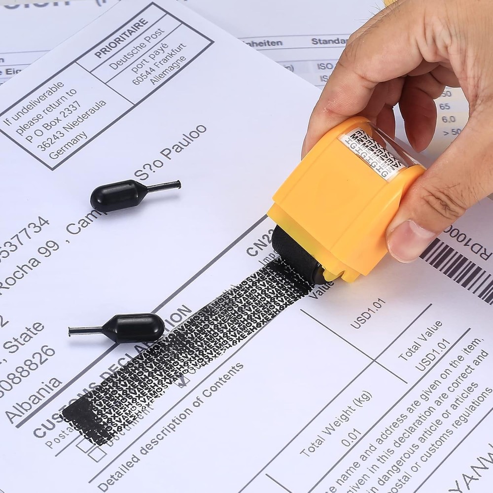 Identity Theft Protection Roller Stamps, 12 Pcs Black Replacement Rolling...