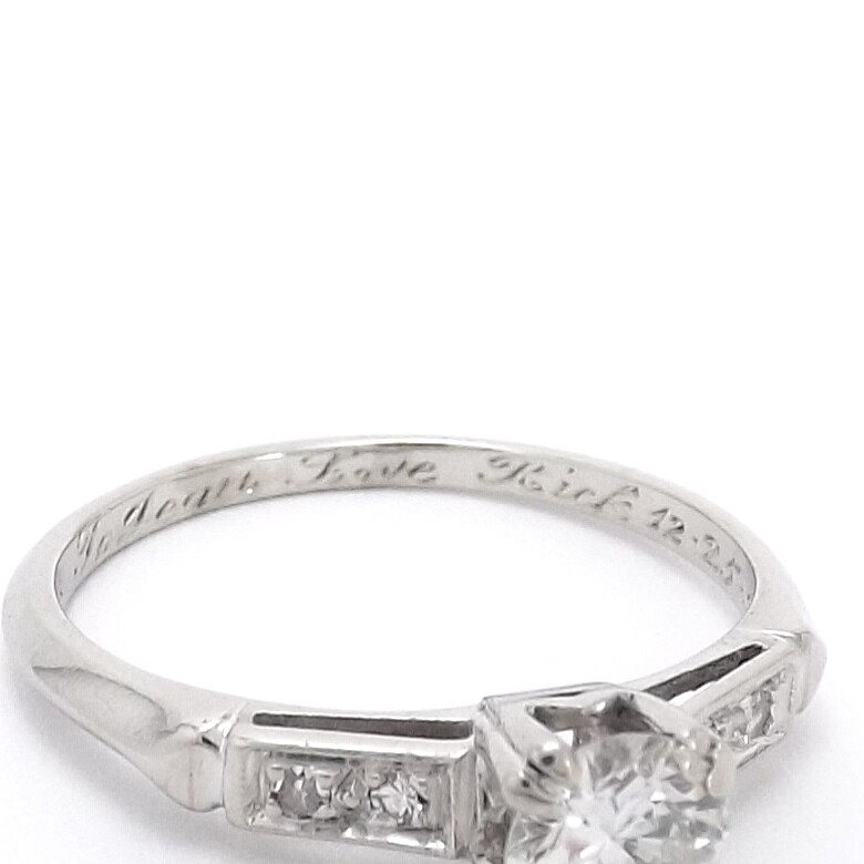 Solid Platinum Round Natural Diamond Promise Engagement Ring Antique Setting