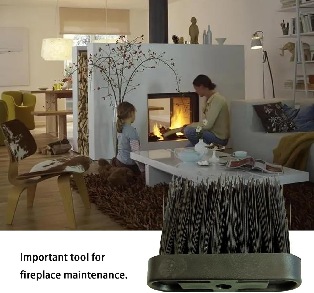 2Pcs Fireplace Brush Replacement Head Oblong Hearth Black