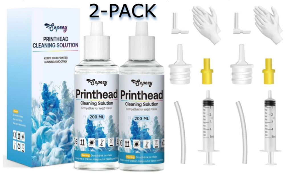 2-PACK Printhead Cleaning Solution 200 ml bottle Sepeey (400 ML TOTAL)