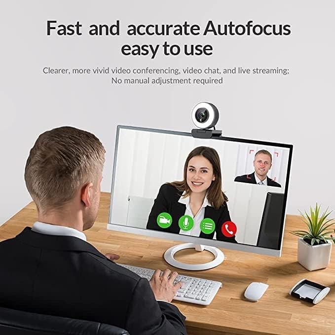 Angetube Streaming 1080P HD Webcam Built in Adjustable Ring Light and Mic
