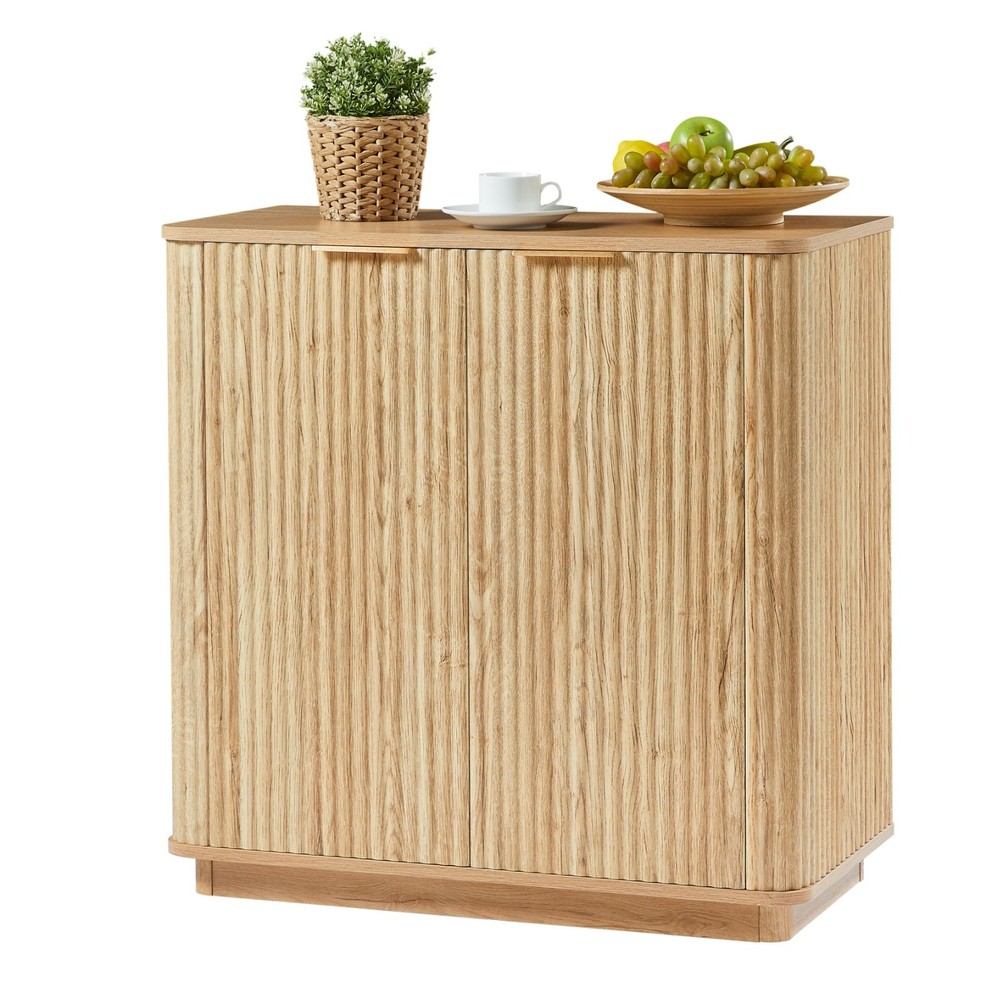 Buffet Cabinet Sideboard with Storage Curved Wave Design Oak