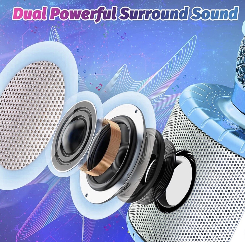 icnice wireless bluetooth karaoke microphone 2 pack 5-in-1, portable handheld