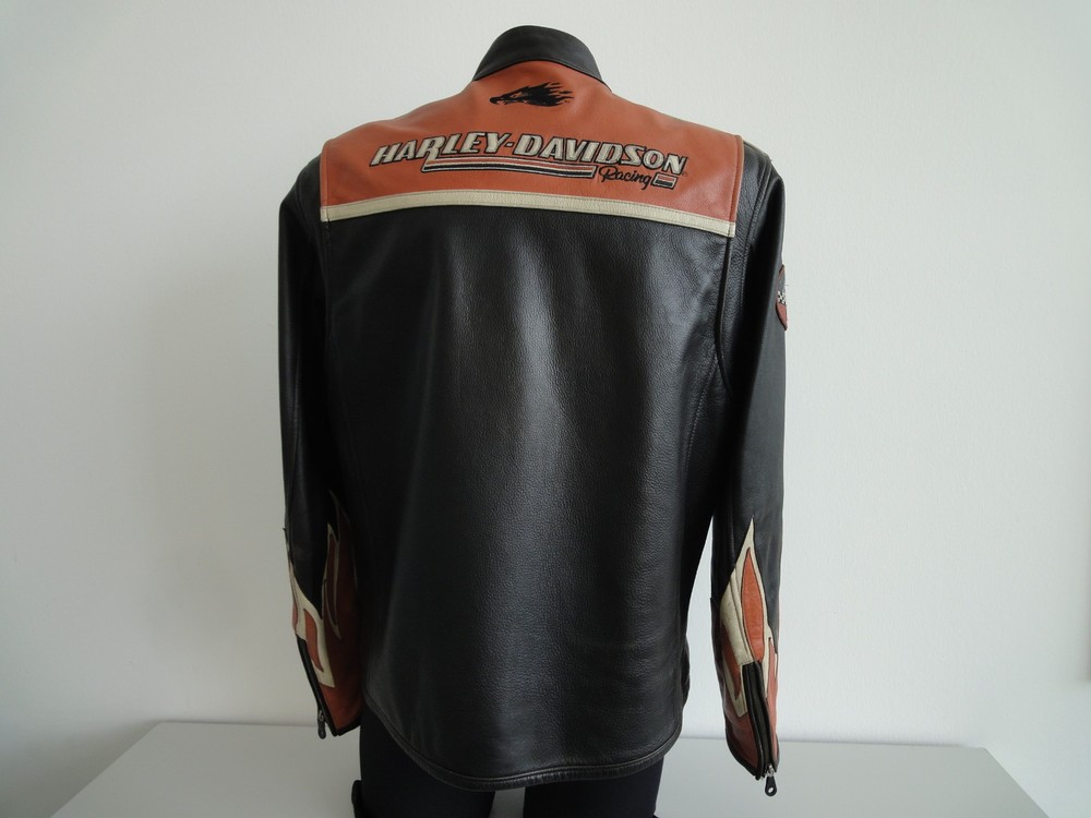 Harley Davidson Men's Leather Jacket Size L Model Racing "Eagle"