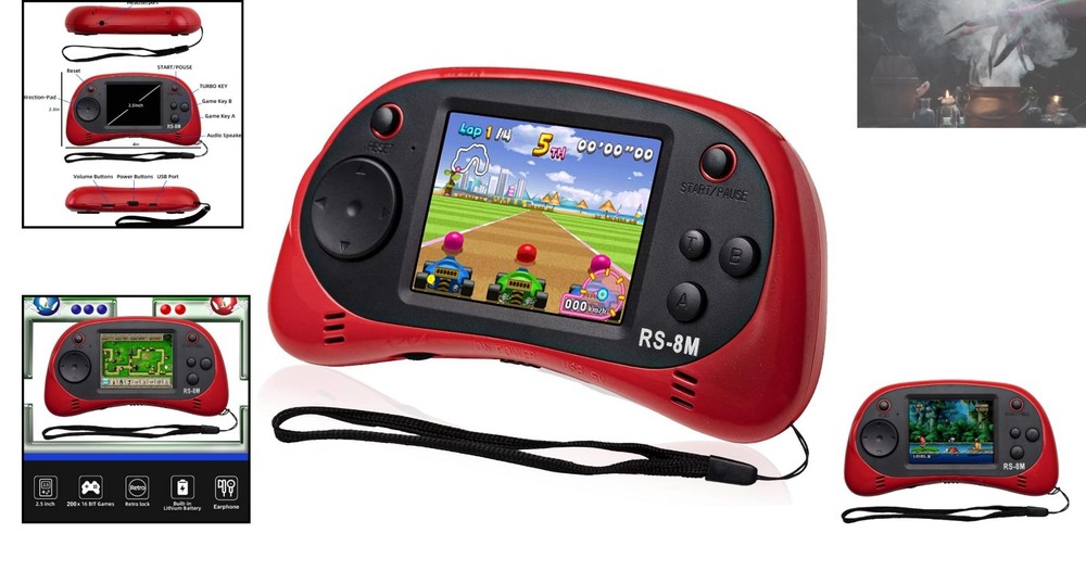 16 Bit Handheld Game Player - Lightweight, Rechargeable & Includes Accessories