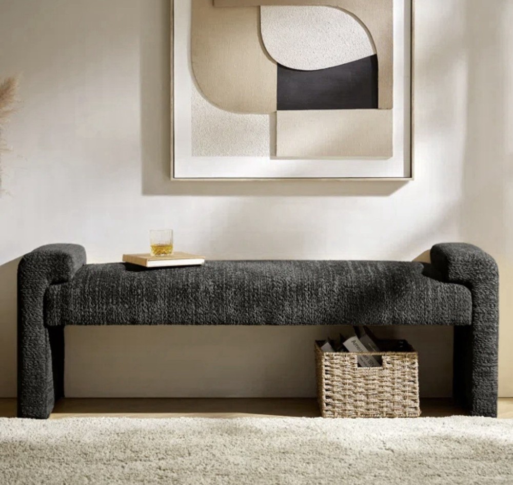 Arles is 58.5’’ W Modern Upholstered Accent Bench