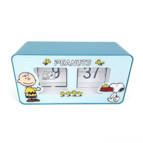 Peanuts Snoopy Flip Analog Clock Blue Field work