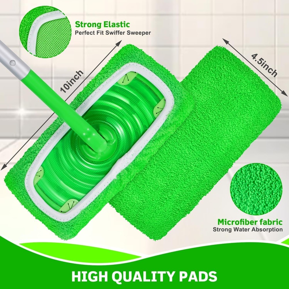Reusable Microfiber Mop Pads Compatible w/ Dry Swiffer Sweeper 3 Pack Washable