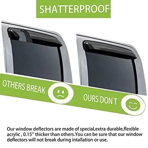 Side Window Visor Wind Deflectors Rain Guard for 2007-2013 Chevy Silverado &