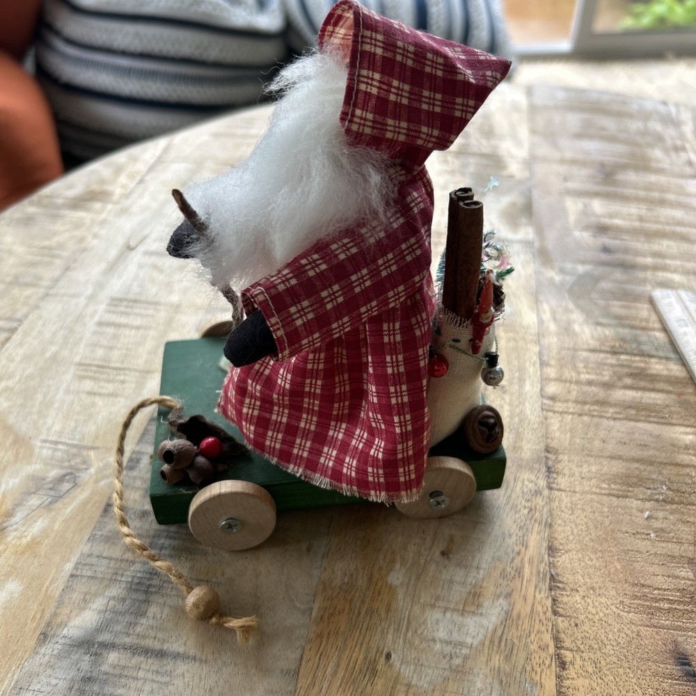 Vintage Santa With Pack On Wheels Pull Toy