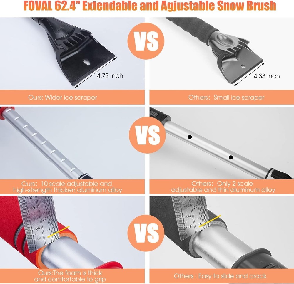 Winter Essential: Extendable 62.4" Car Snow Brush with Comfortable Grip