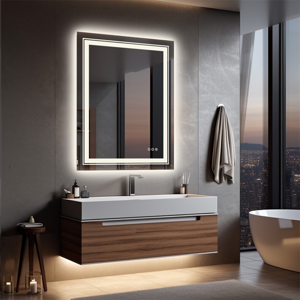 Modern Eye-protection LED Bathroom Mirror Wall Mounted Dimmable Makeup Mirror