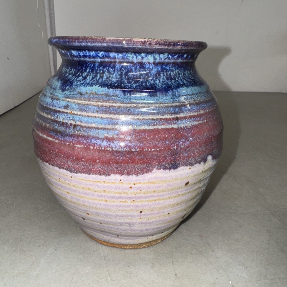 "Ashes of Difficult Bosses" Pottery Jar Stoneware Gift Blue Pot
