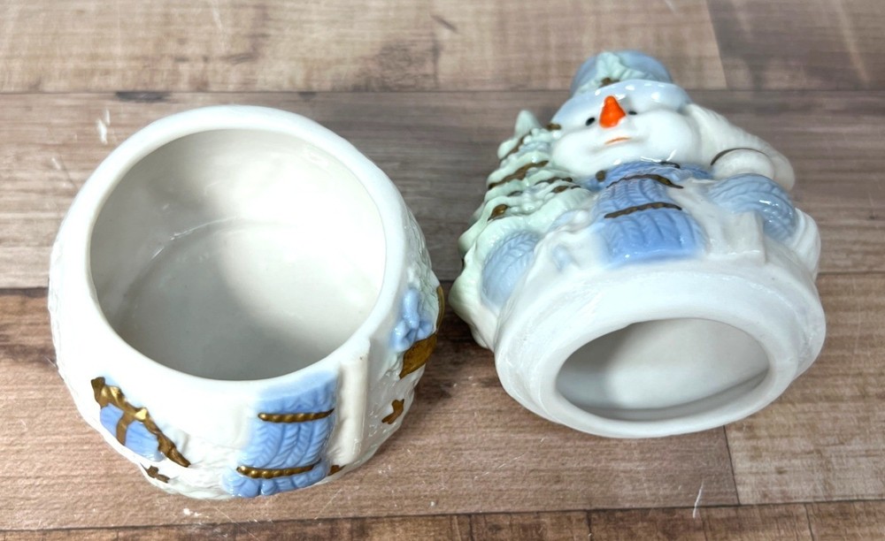 Ceramic Snowman Trinket Box With Gift Packaging
