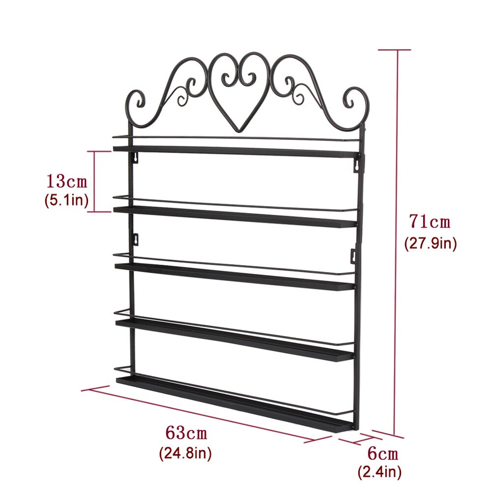5-Layer Black Nail Polish Rack Large Display Storage Organizer Wall-mounted