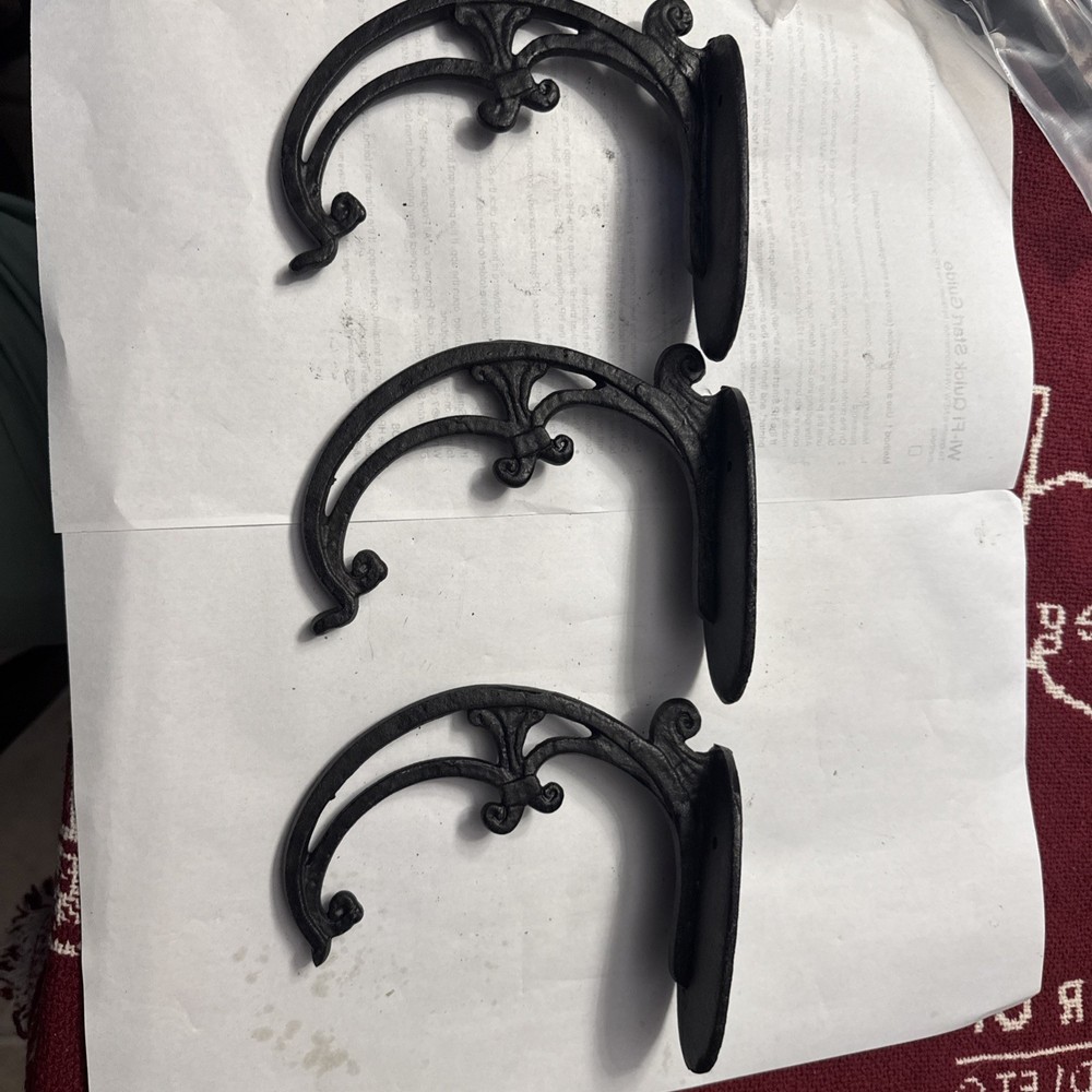 3 Antique Cast Iron Half Round Gutter Bracket 6”Ornate Scroll